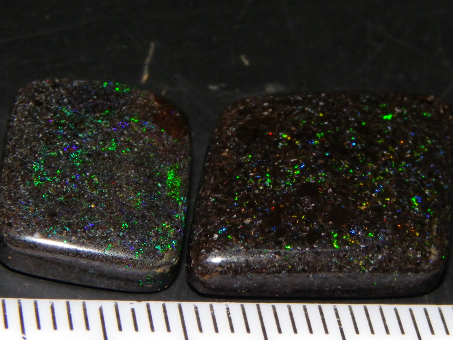 3 Nice Cut/Polished Andamooka Opal Cabs 24.9cts Polished/Treated Parcel Fires