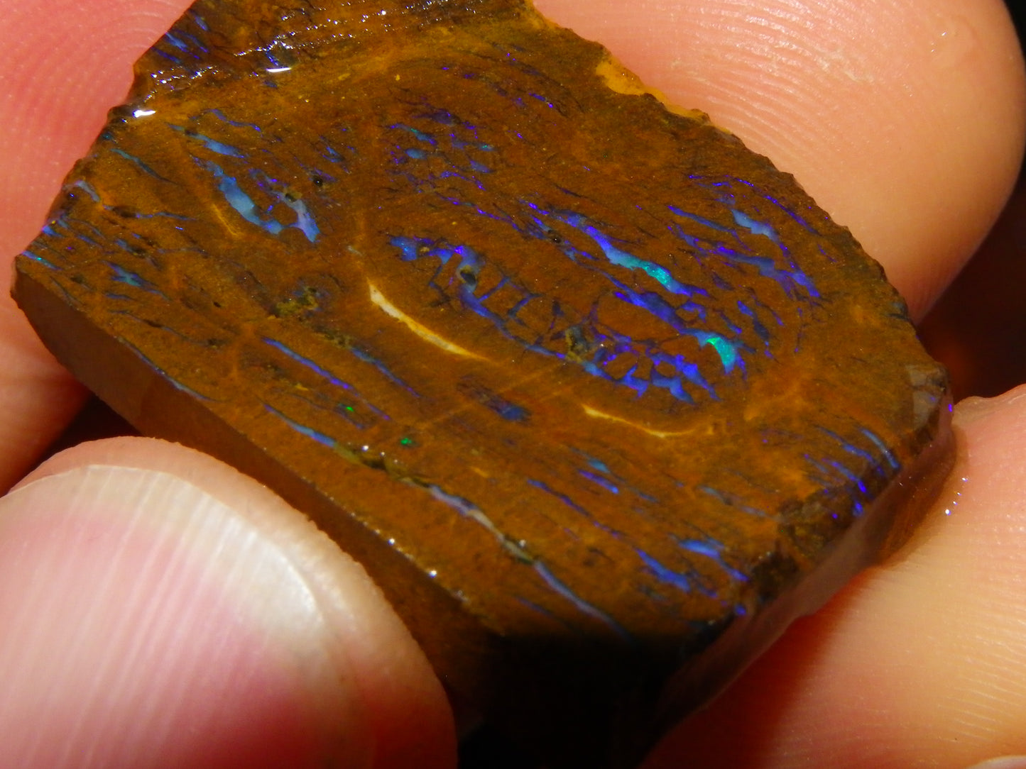 Nice Rough/Sliced Boulder/Matrix Opal Parcel 189.1cts Blue/Purples Veins Qld Au