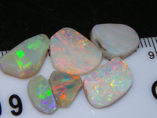 6 Coober Pedy Seam Opal Rubs/Rough Parcel 12.06cts Multicolour Fires Australia