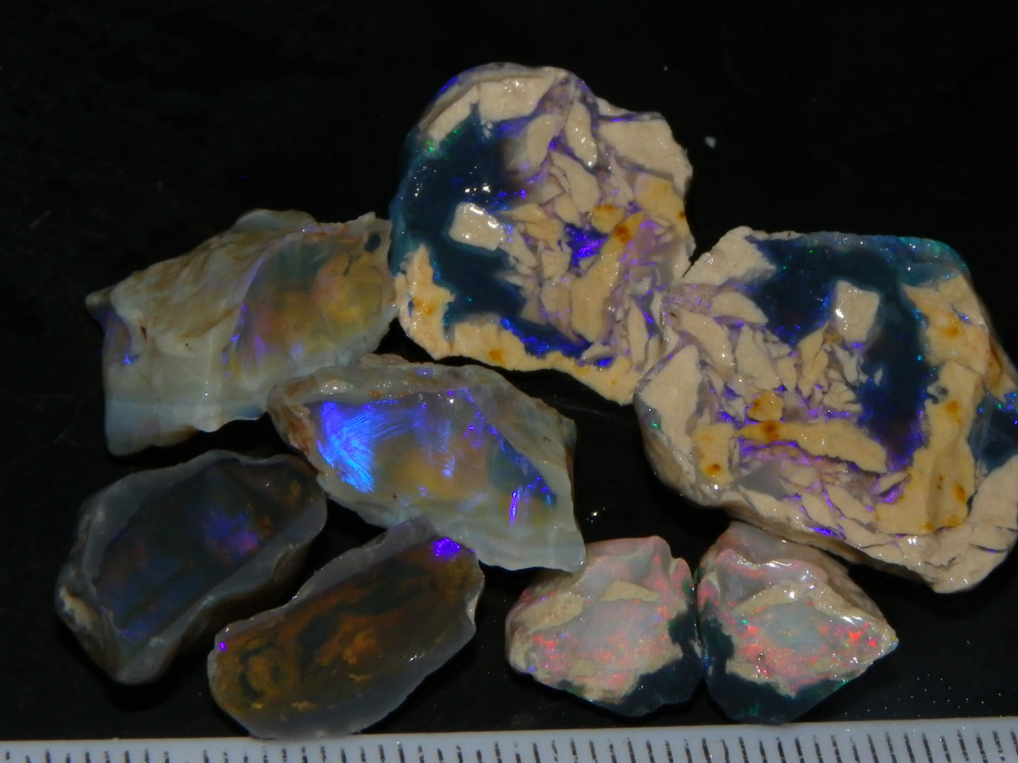 Nice Lightning Ridge Opal Split Parcel 73.9cts 4x Splits Purple/Pink Fires Au