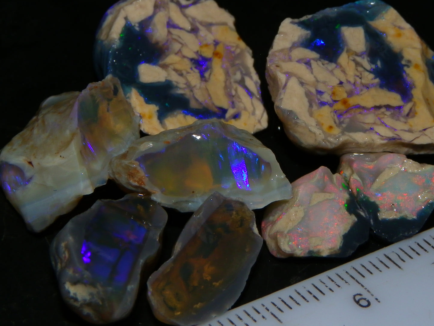 Nice Lightning Ridge Opal Split Parcel 73.9cts 4x Splits Purple/Pink Fires Au