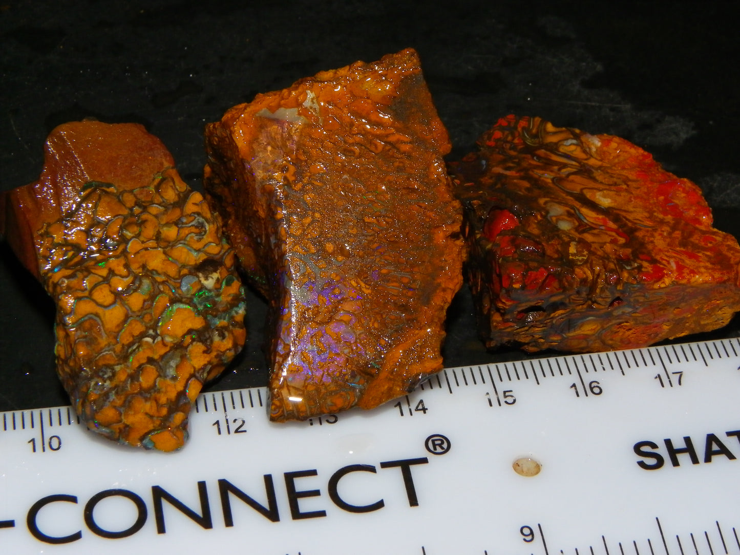 3 Nice Rough Koroit Opal Specimens 278cts Queensland Australia Pattern/Fires