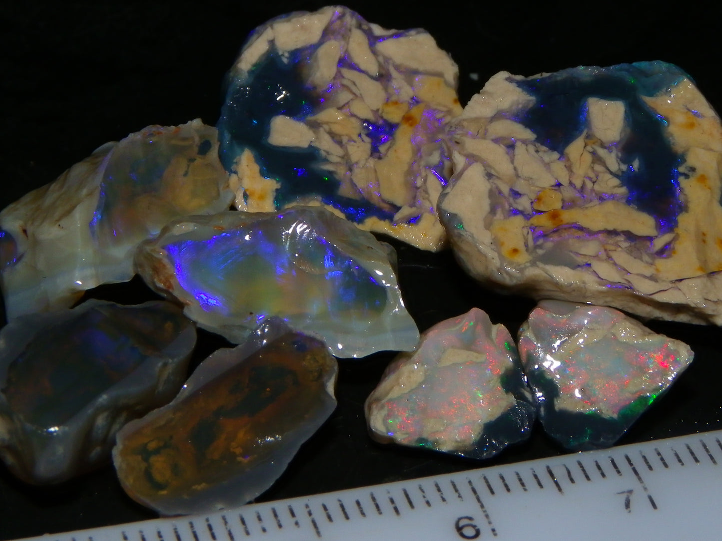 Nice Lightning Ridge Opal Split Parcel 73.9cts 4x Splits Purple/Pink Fires Au