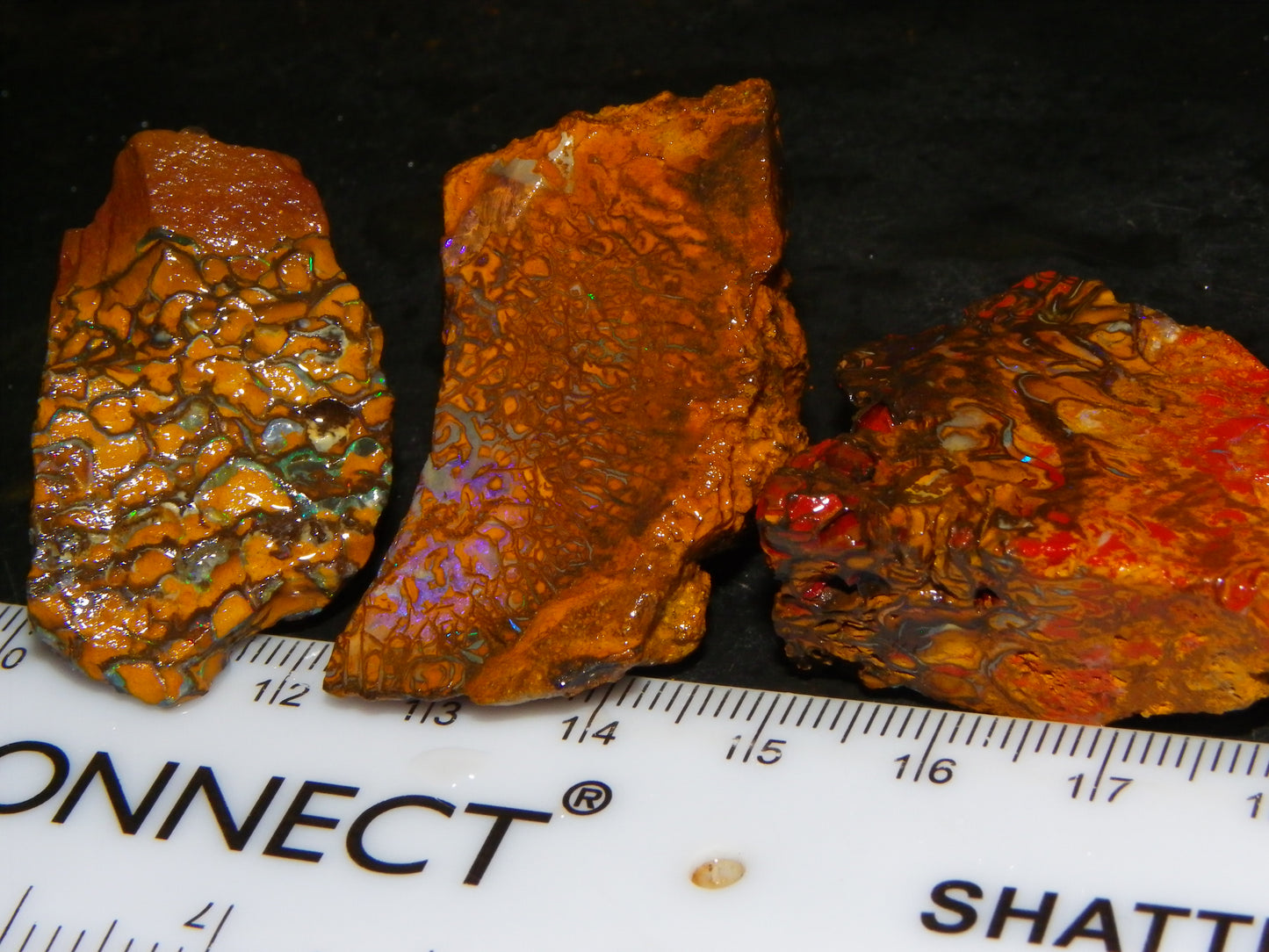 3 Nice Rough Koroit Opal Specimens 278cts Queensland Australia Pattern/Fires