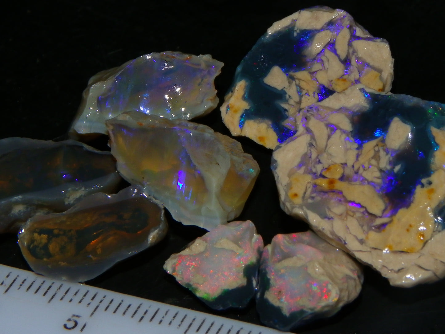 Nice Lightning Ridge Opal Split Parcel 73.9cts 4x Splits Purple/Pink Fires Au