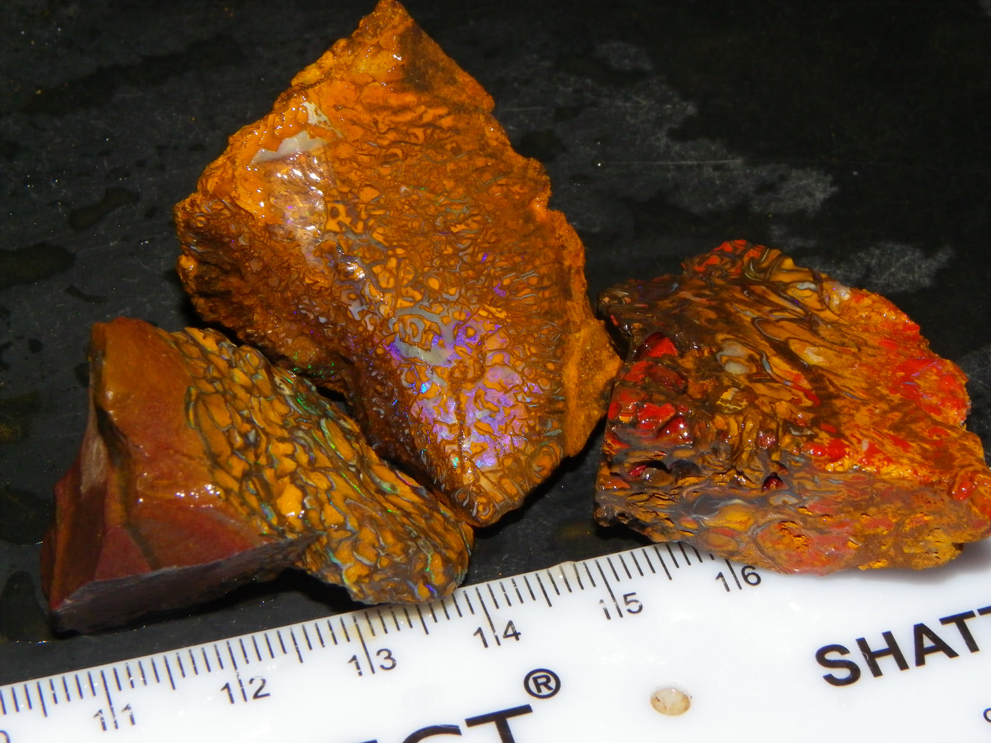 3 Nice Rough Koroit Opal Specimens 278cts Queensland Australia Pattern/Fires