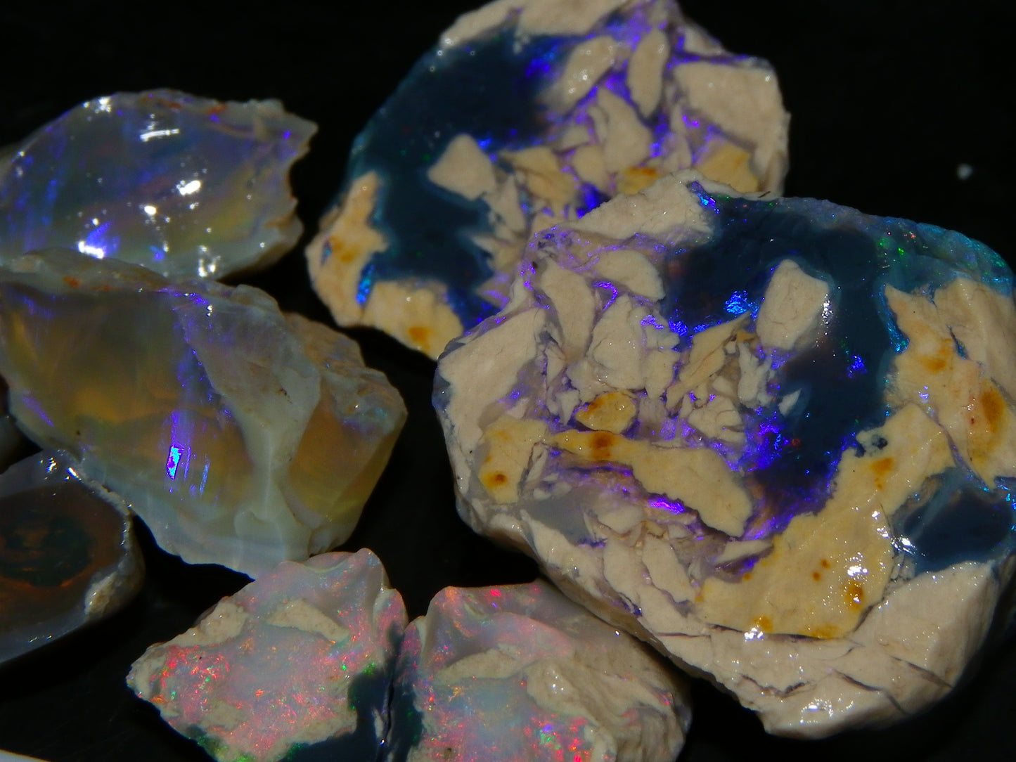 Nice Lightning Ridge Opal Split Parcel 73.9cts 4x Splits Purple/Pink Fires Au