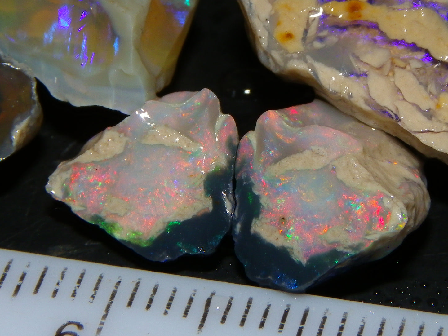 Nice Lightning Ridge Opal Split Parcel 73.9cts 4x Splits Purple/Pink Fires Au