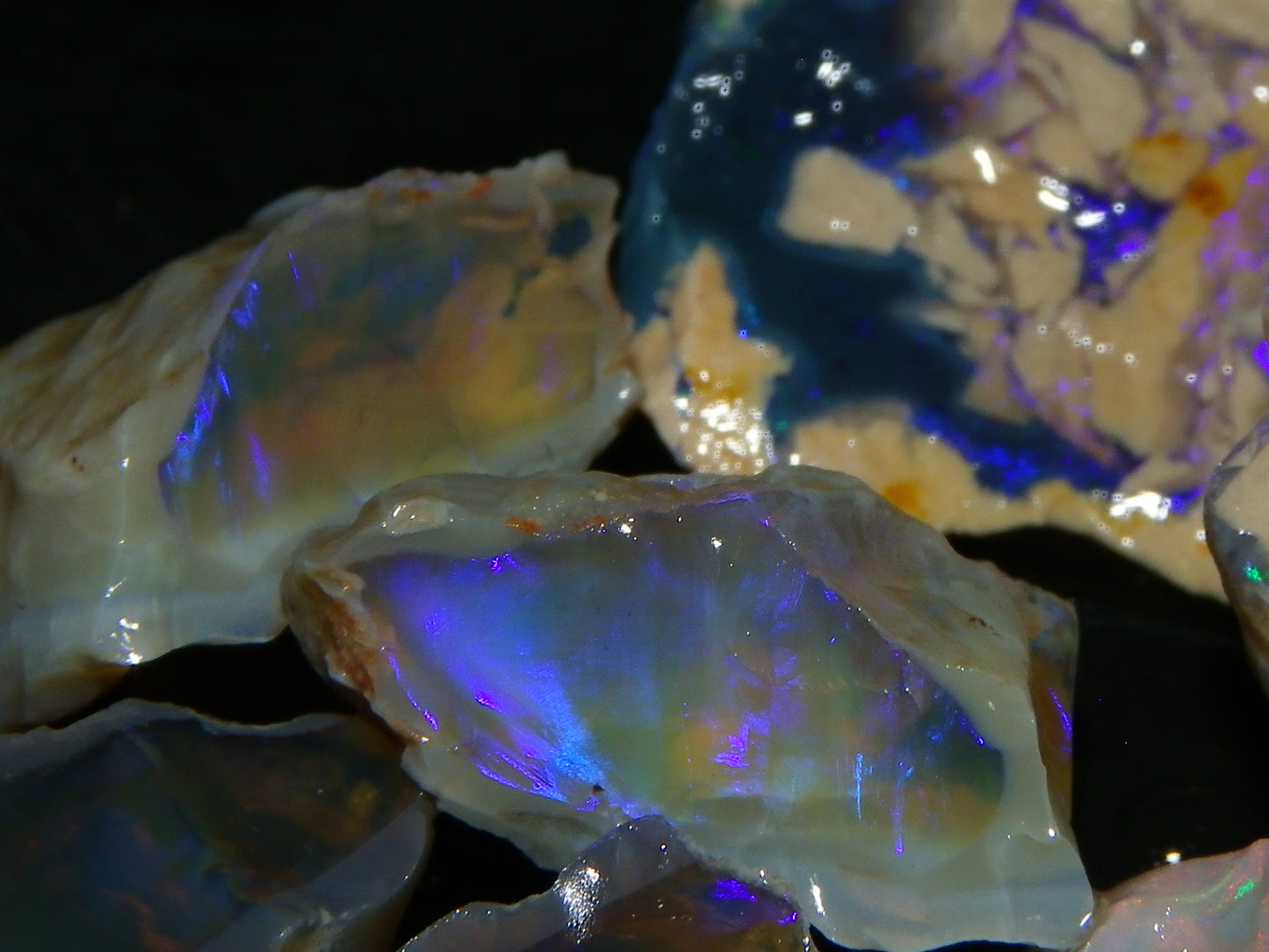 Nice Lightning Ridge Opal Split Parcel 73.9cts 4x Splits Purple/Pink Fires Au