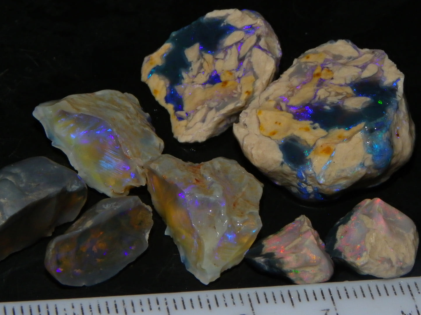 Nice Lightning Ridge Opal Split Parcel 73.9cts 4x Splits Purple/Pink Fires Au