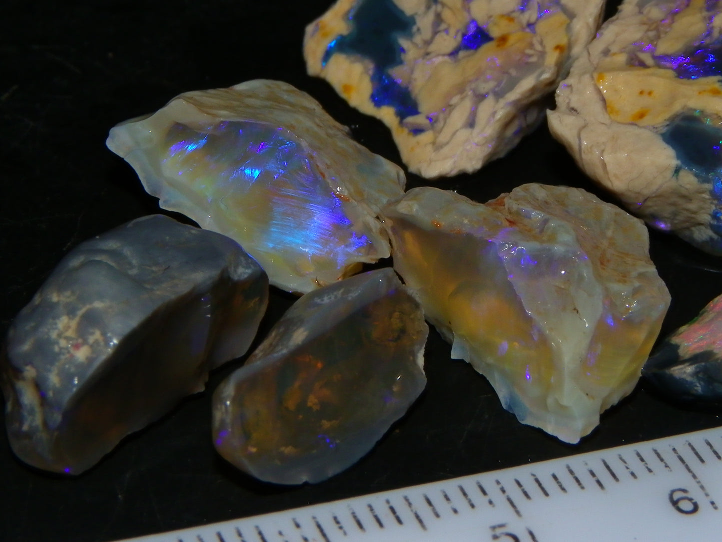 Nice Lightning Ridge Opal Split Parcel 73.9cts 4x Splits Purple/Pink Fires Au