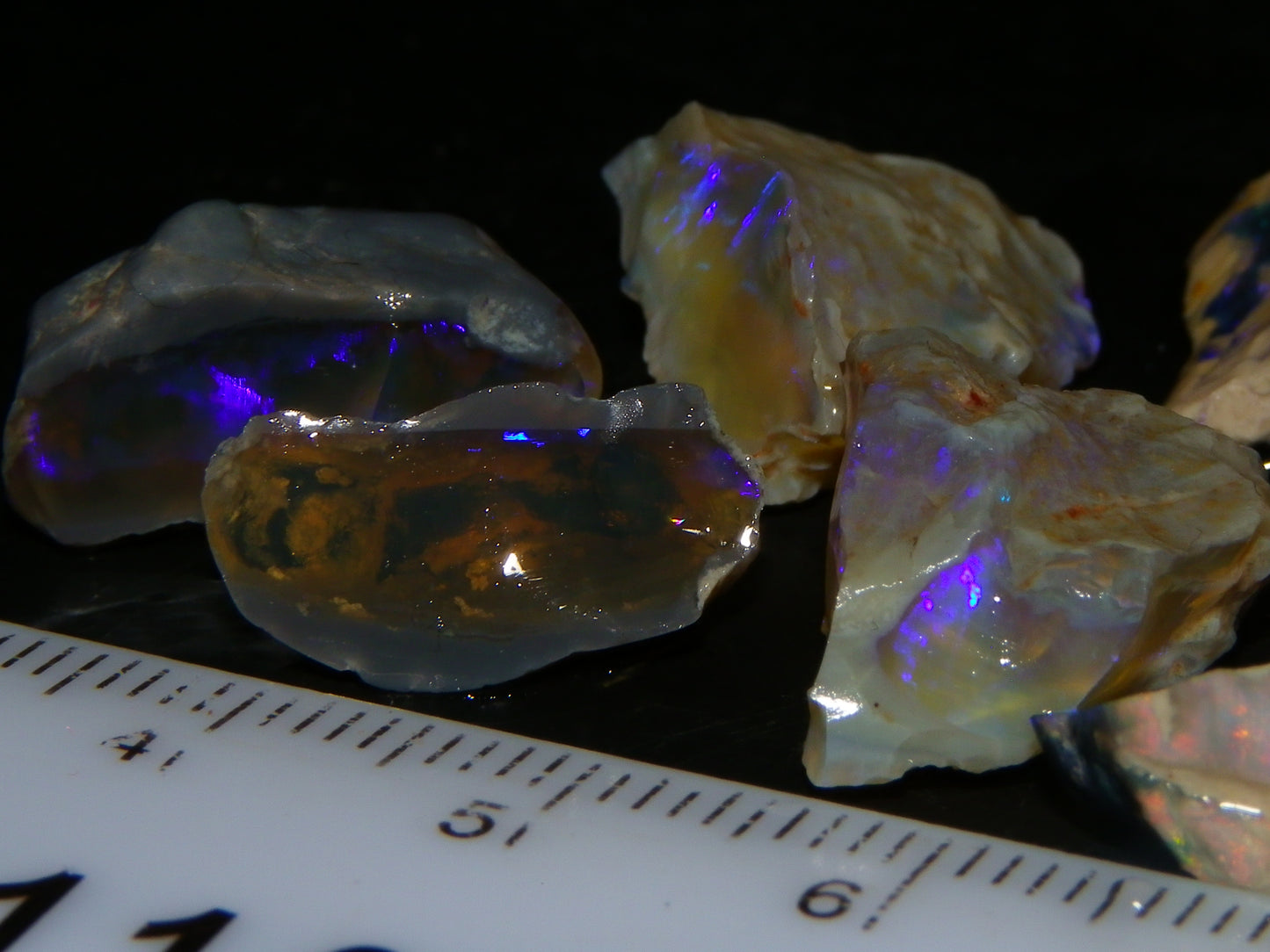 Nice Lightning Ridge Opal Split Parcel 73.9cts 4x Splits Purple/Pink Fires Au