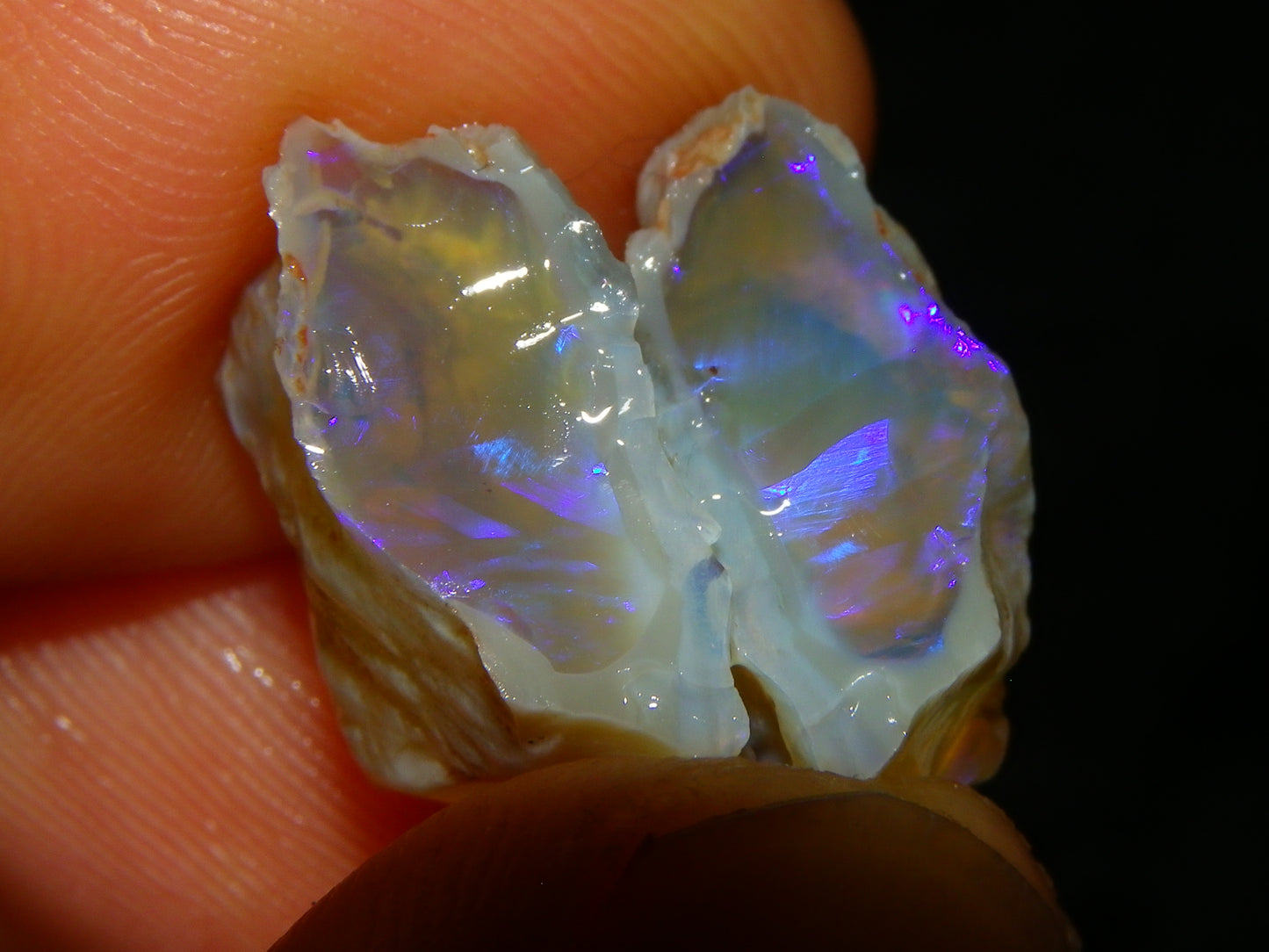 Nice Lightning Ridge Opal Split Parcel 73.9cts 4x Splits Purple/Pink Fires Au