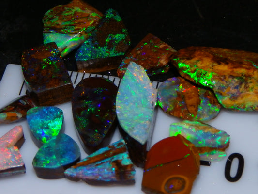 Nice Quality Boulder Opal Rubs/Preforms 33cts Queensland Australia Multicolours
