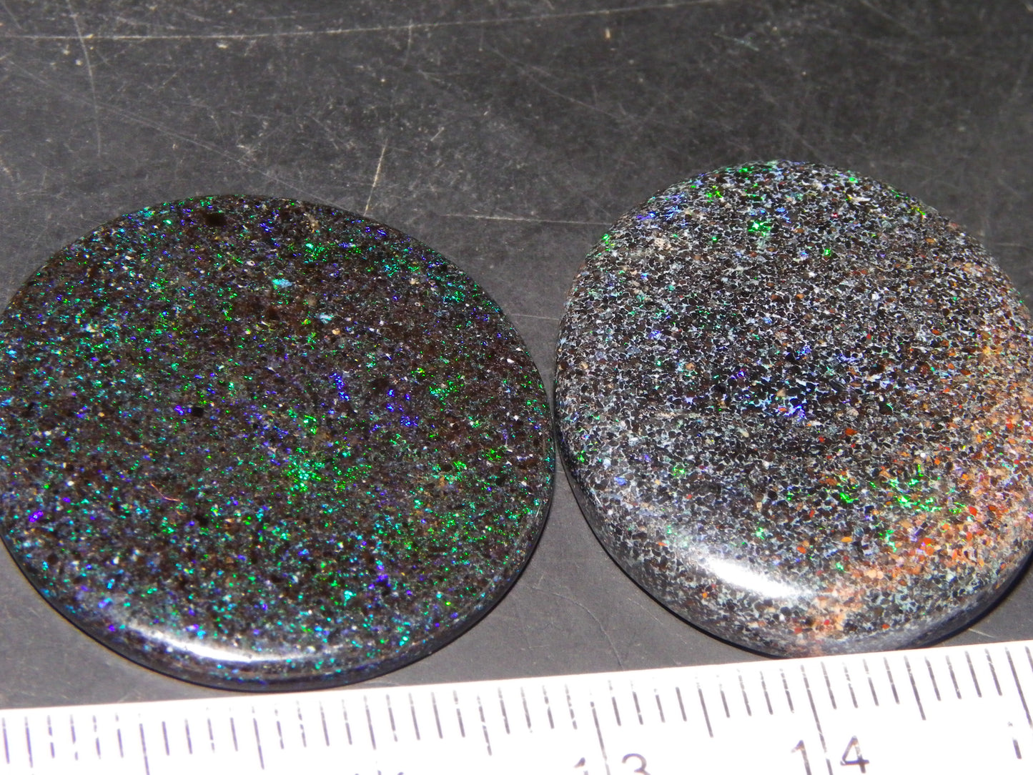 2 Nice Matrix Opal Cabs 35.1cts Polished/Treated Matrial Green/Blues :) Australia