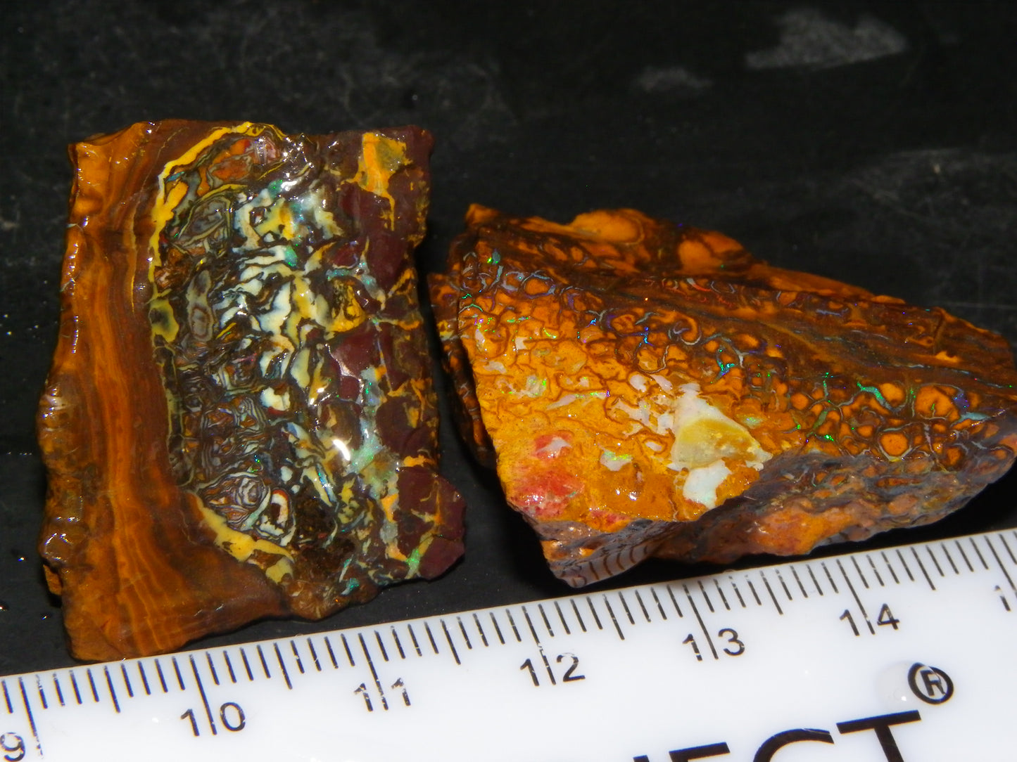 2 Nice Koroit Opal Rough Specimens 184.4cts Great Patterns Slight Fires Qld Au