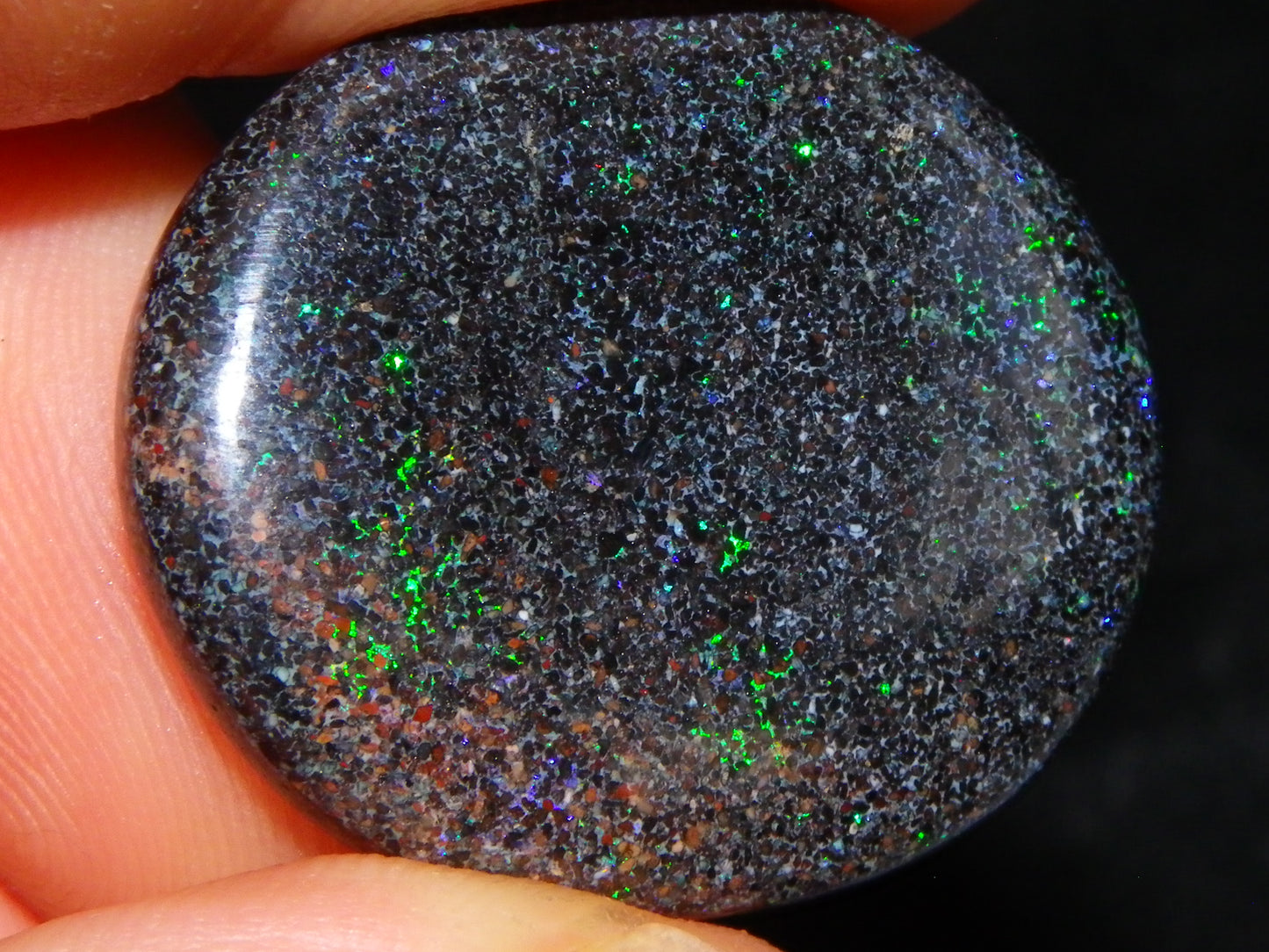 2 Nice Matrix Opal Cabs 35.1cts Polished/Treated Matrial Green/Blues :) Australia