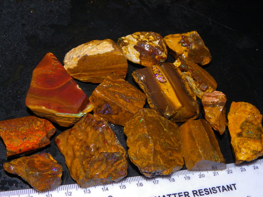 Nice Queensland Rough/Sliced Opal Parcel 1923cts Yowah/Koroit Nuts/Pattern Fires
