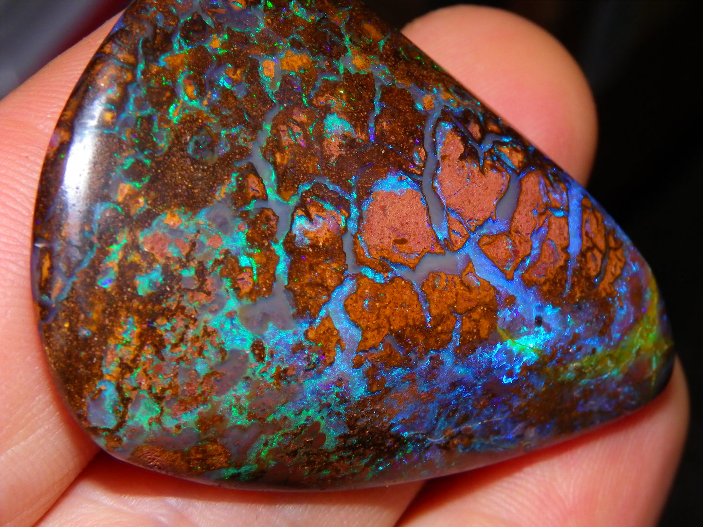 Large Koroit Opal Freeform/Cab 116.3cts Blue/Purple/Green Fires/Veins Queensland Australia