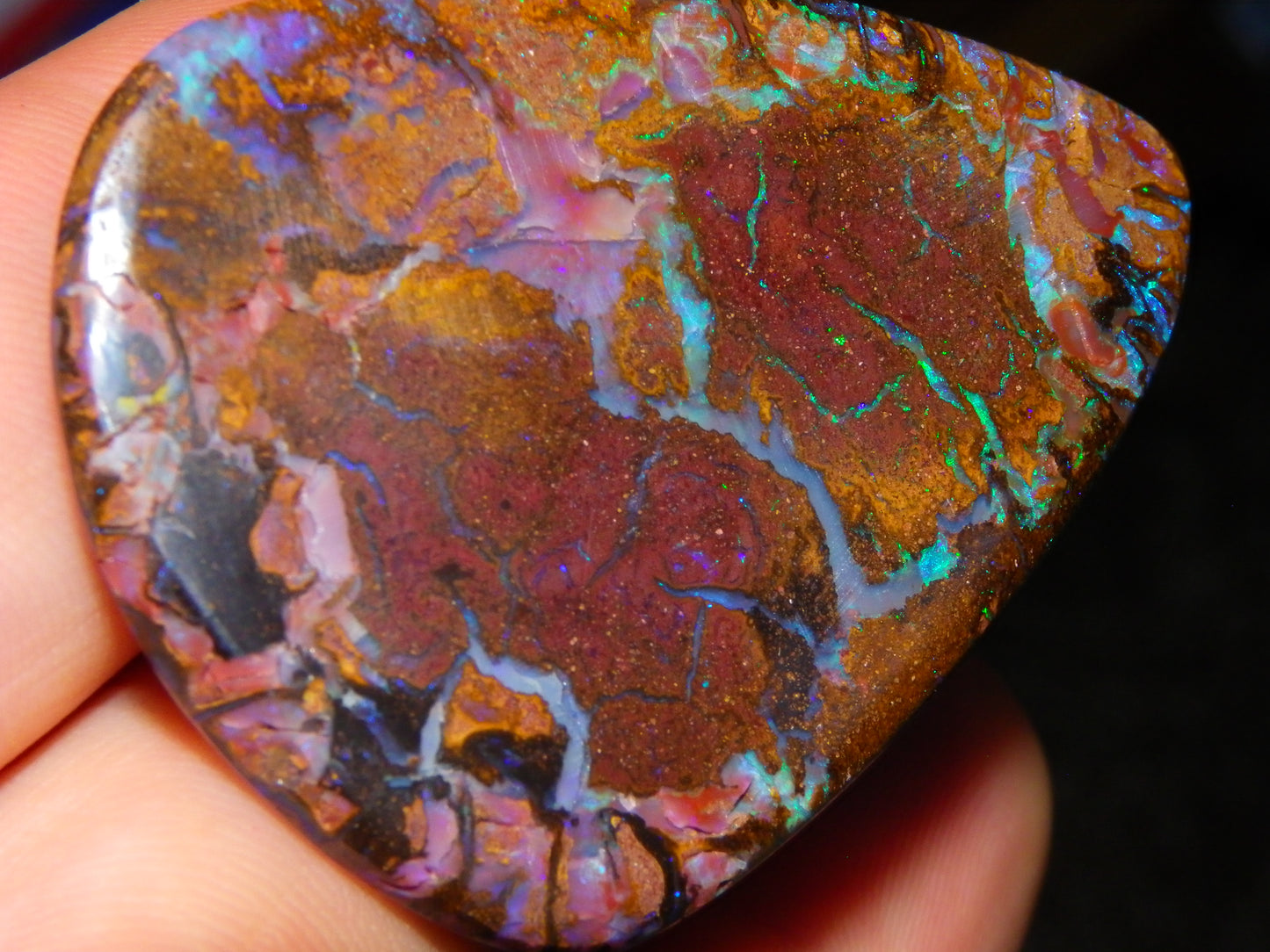 Large Koroit Opal Freeform/Cab 116.3cts Blue/Purple/Green Fires/Veins Queensland Australia
