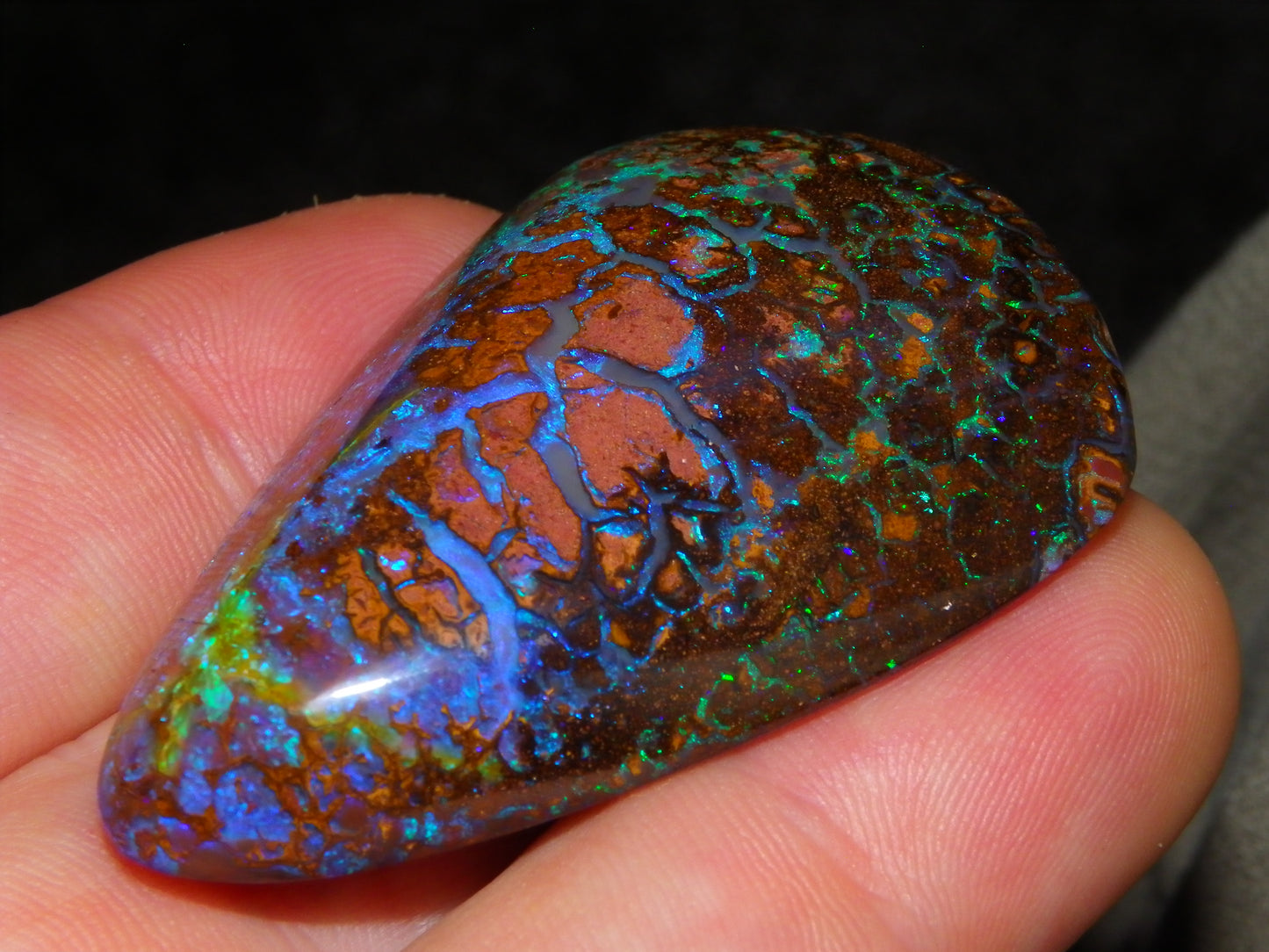 Large Koroit Opal Freeform/Cab 116.3cts Blue/Purple/Green Fires/Veins Queensland Australia
