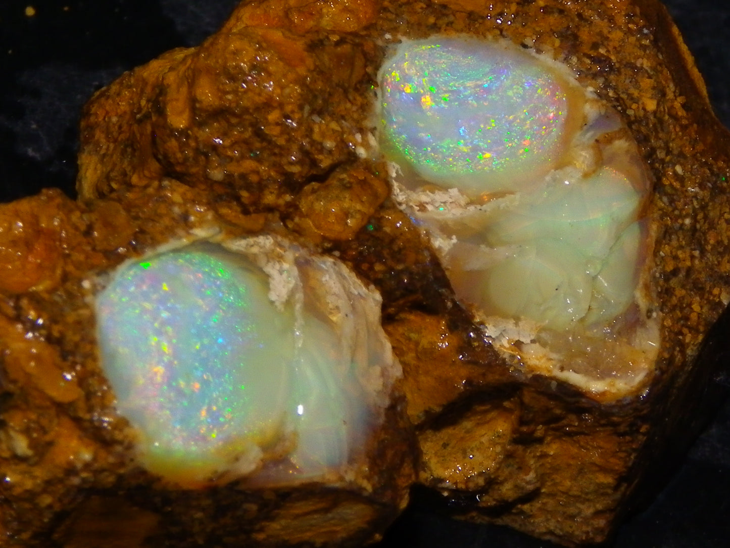 Nice Quality Split Pipe Opal Specimen Pair 92.5cts Queensland Opalton Multicolours