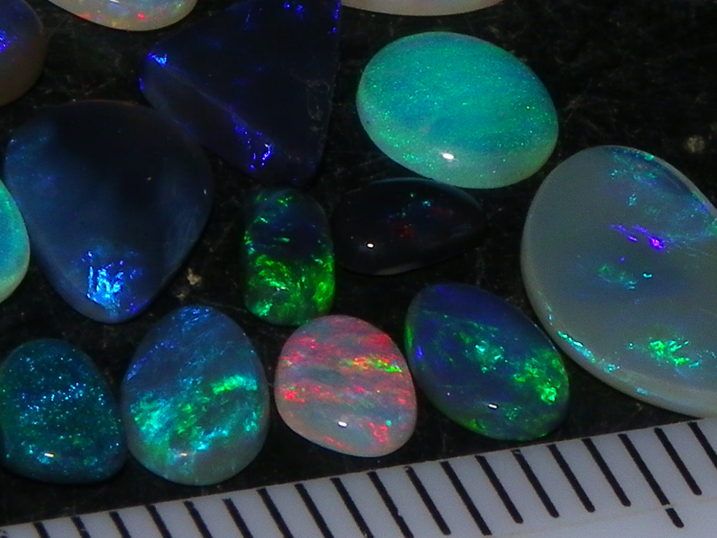 Nice Cut/Polished Lightning Ridge Opals 6.7cts Small Freeforms/Crystal/Seam Fires