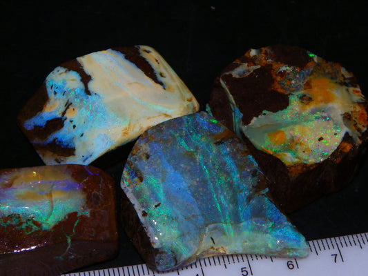 Nice Rough/Sliced/Rubbed Boulder Opal 469cts Winton, Queensland Blue/Greens