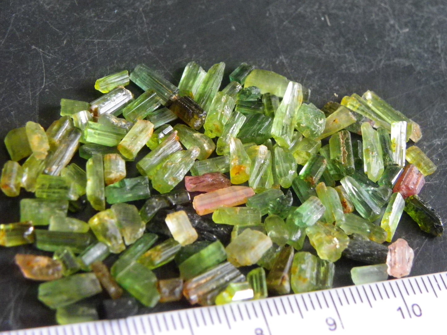 Nice Rough Tourmaline Crystals Parcel 51.8cts Mostly Green, a few Pink China