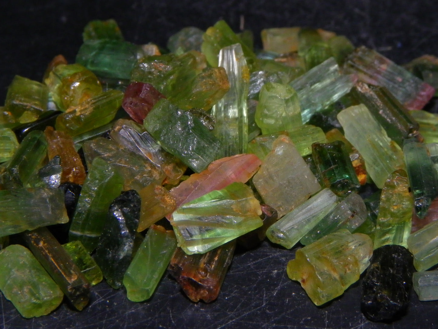 Nice Rough Tourmaline Crystals Parcel 51.8cts Mostly Green, a few Pink China