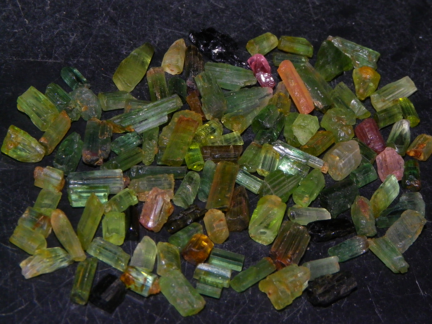 Nice Rough Tourmaline Crystals Parcel 51.8cts Mostly Green, a few Pink China