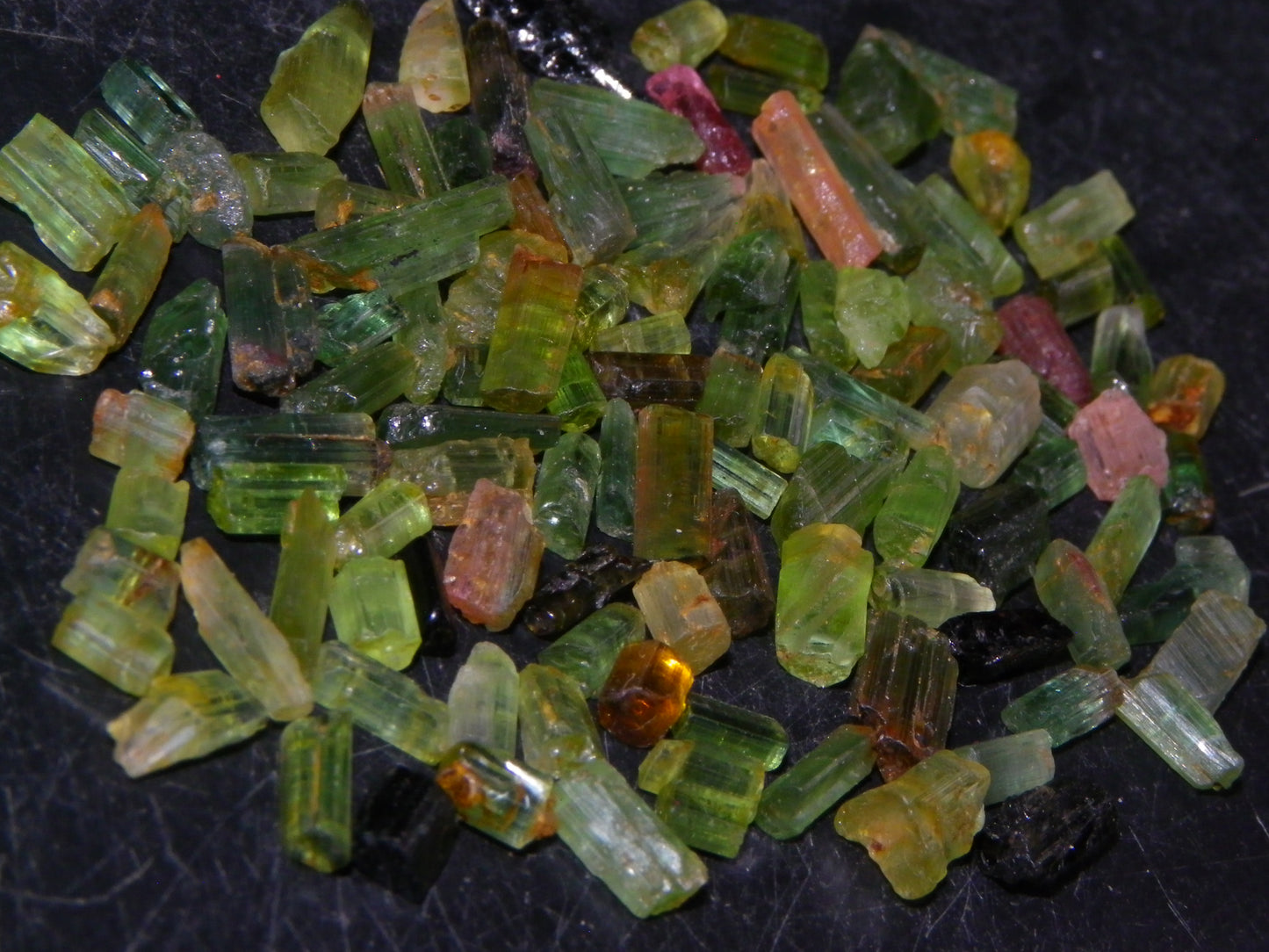 Nice Rough Tourmaline Crystals Parcel 51.8cts Mostly Green, a few Pink China