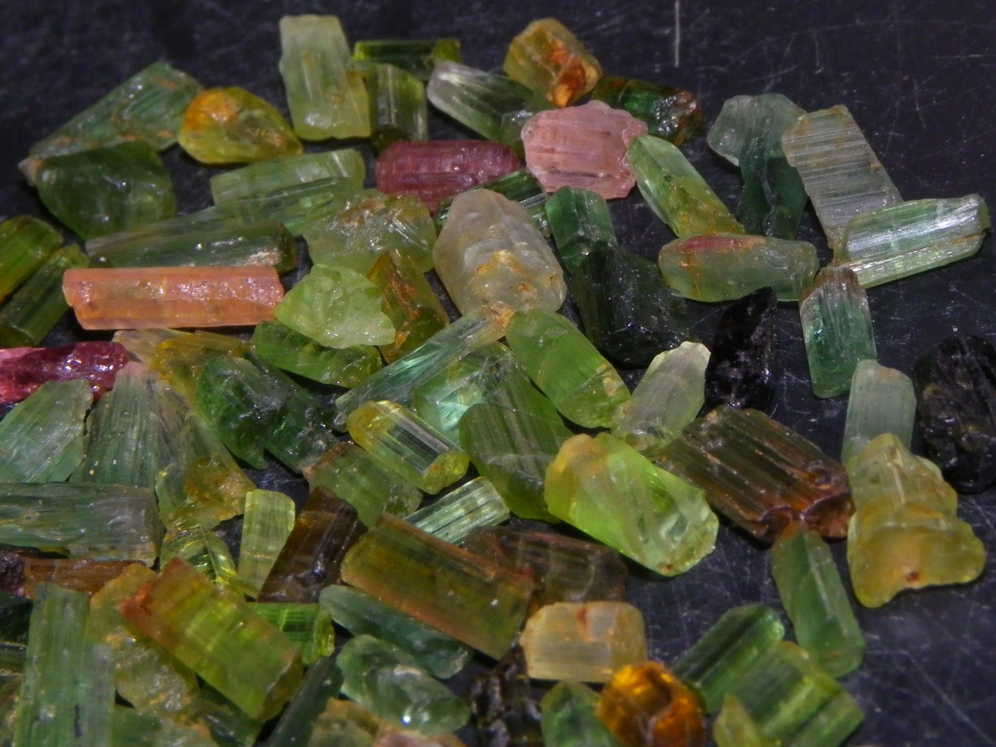 Nice Rough Tourmaline Crystals Parcel 51.8cts Mostly Green, a few Pink China