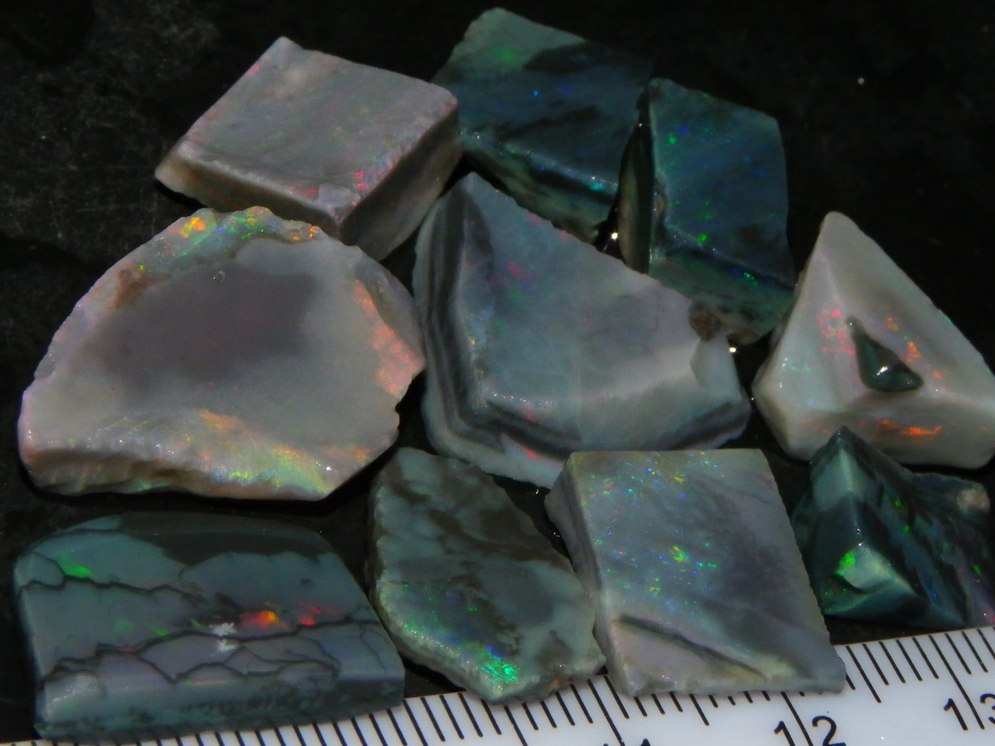 NIce Rubbed/Rough Black Mintabie Opal Parcel 66cts Some Nicer Fires/Specimens