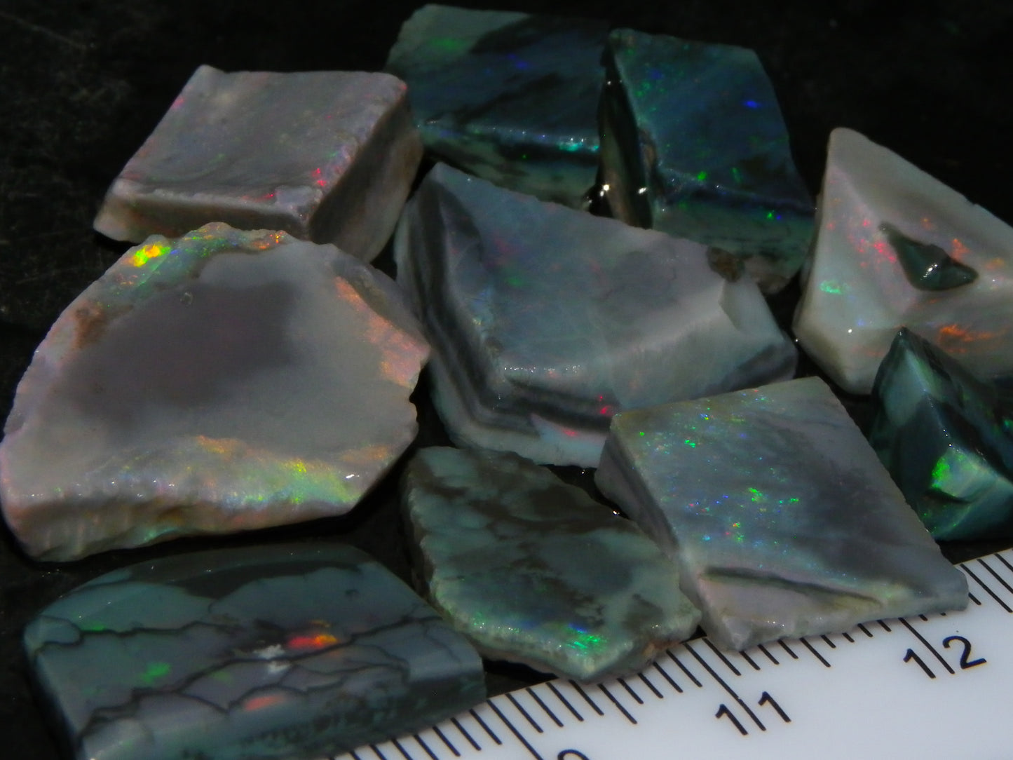 NIce Rubbed/Rough Black Mintabie Opal Parcel 66cts Some Nicer Fires/Specimens