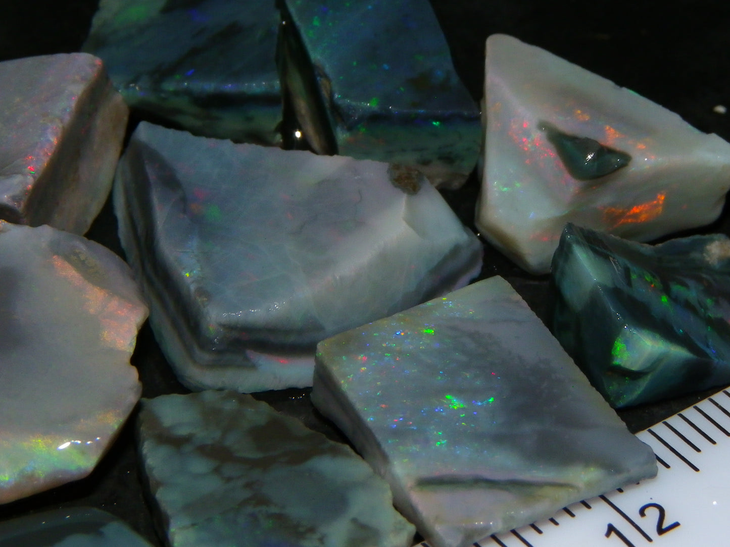 NIce Rubbed/Rough Black Mintabie Opal Parcel 66cts Some Nicer Fires/Specimens