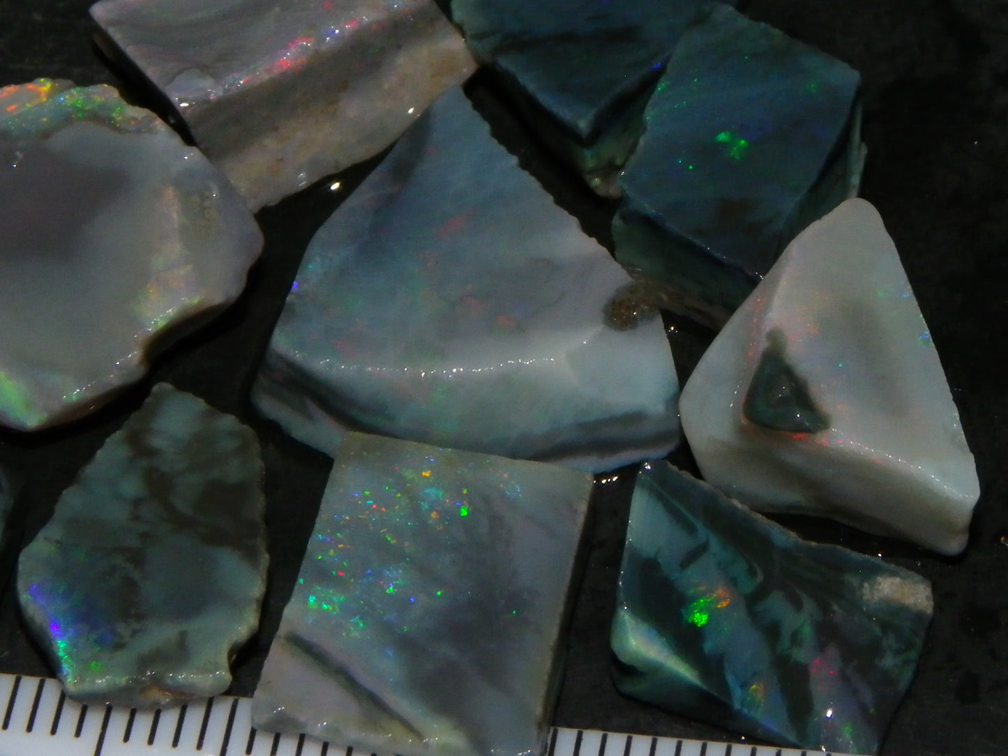 NIce Rubbed/Rough Black Mintabie Opal Parcel 66cts Some Nicer Fires/Specimens