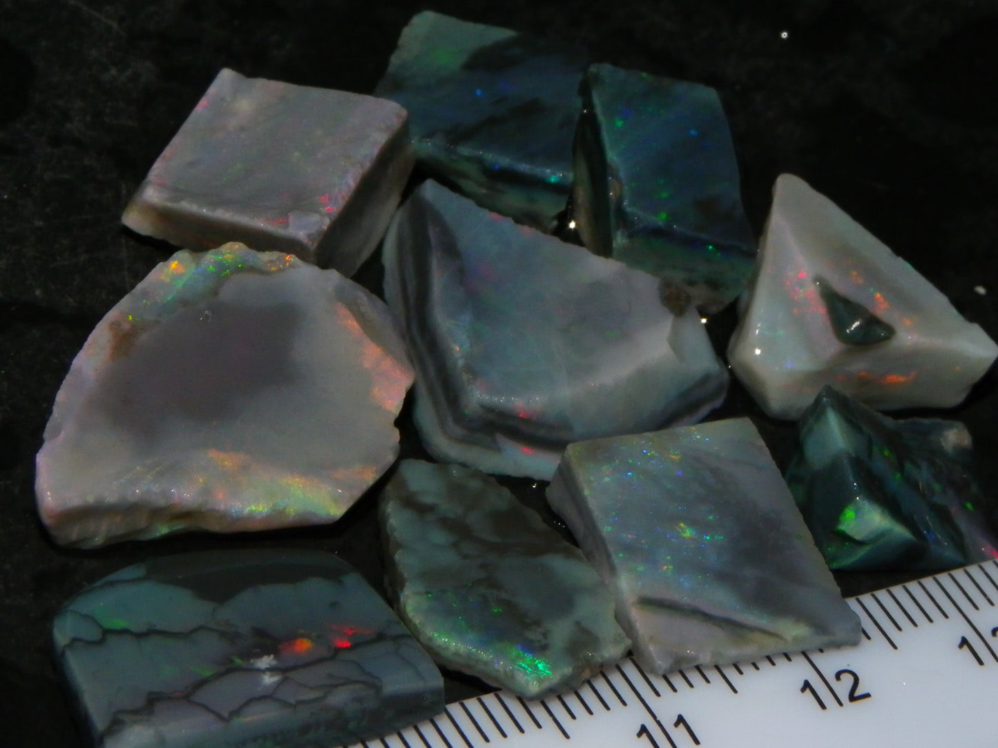 NIce Rubbed/Rough Black Mintabie Opal Parcel 66cts Some Nicer Fires/Specimens