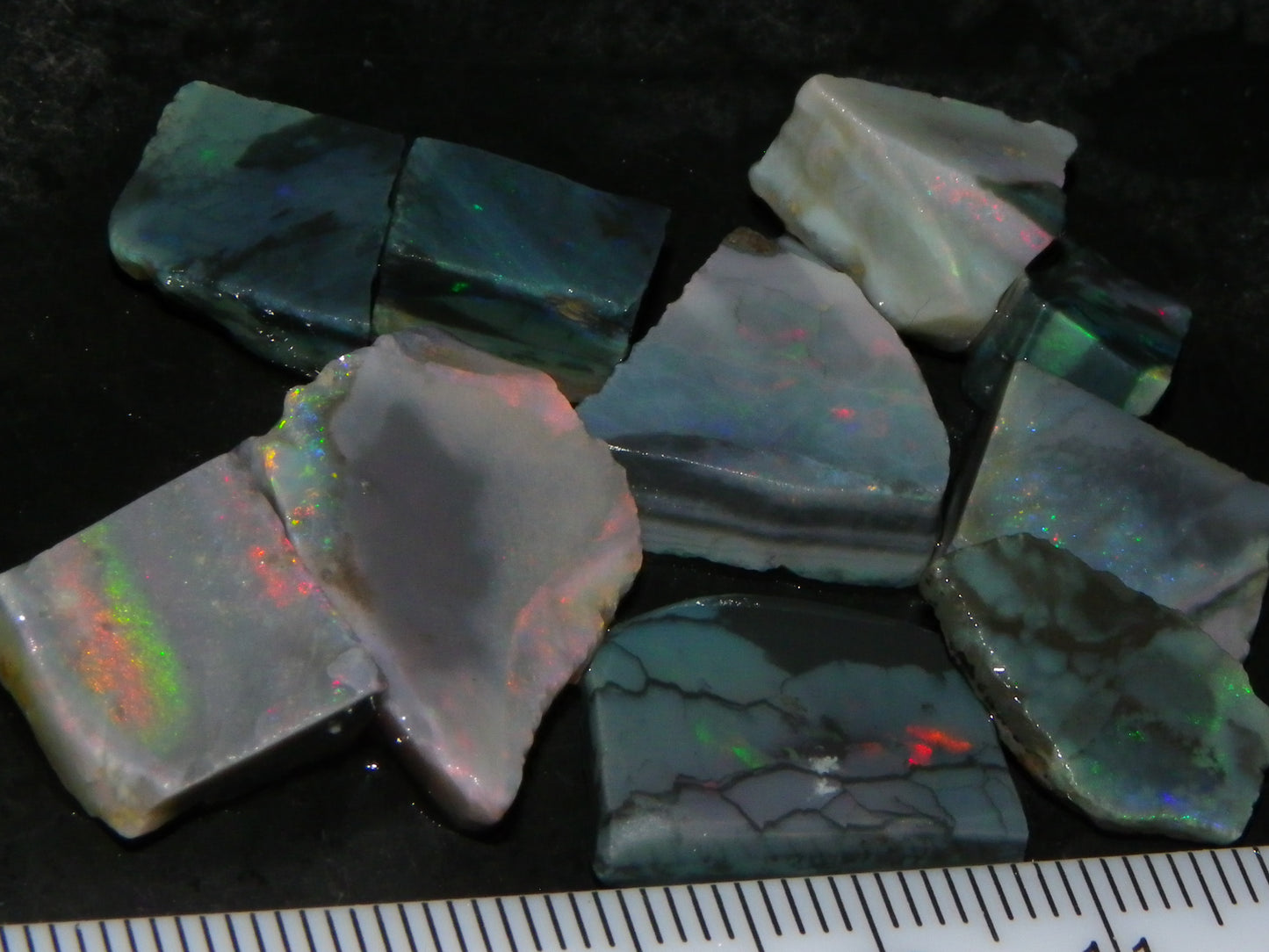 NIce Rubbed/Rough Black Mintabie Opal Parcel 66cts Some Nicer Fires/Specimens