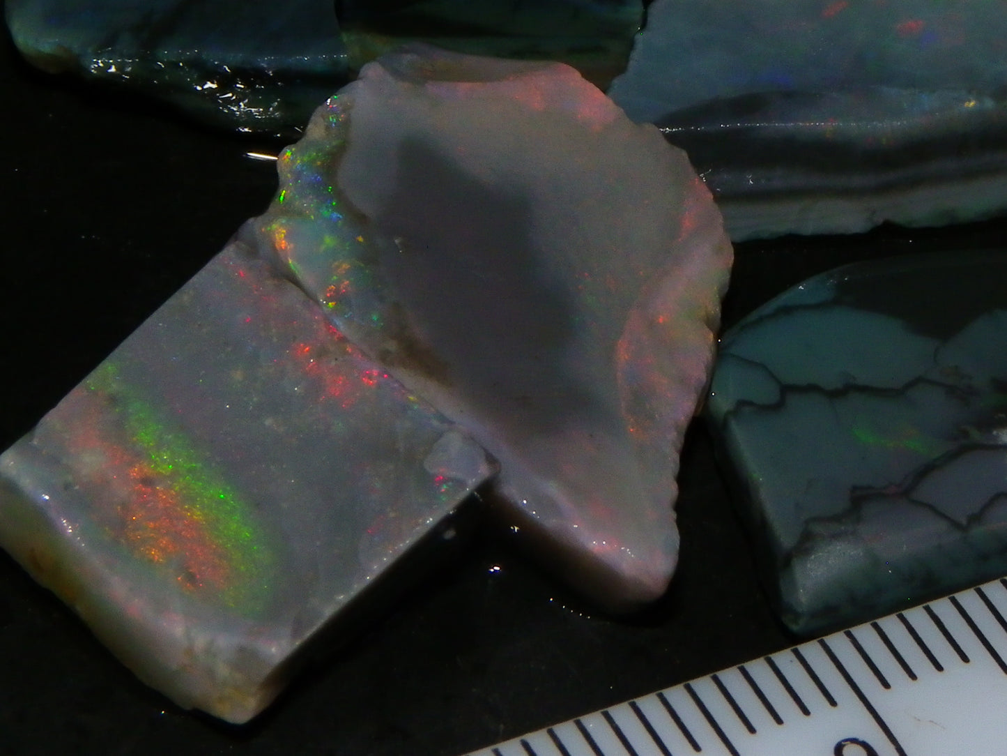 NIce Rubbed/Rough Black Mintabie Opal Parcel 66cts Some Nicer Fires/Specimens