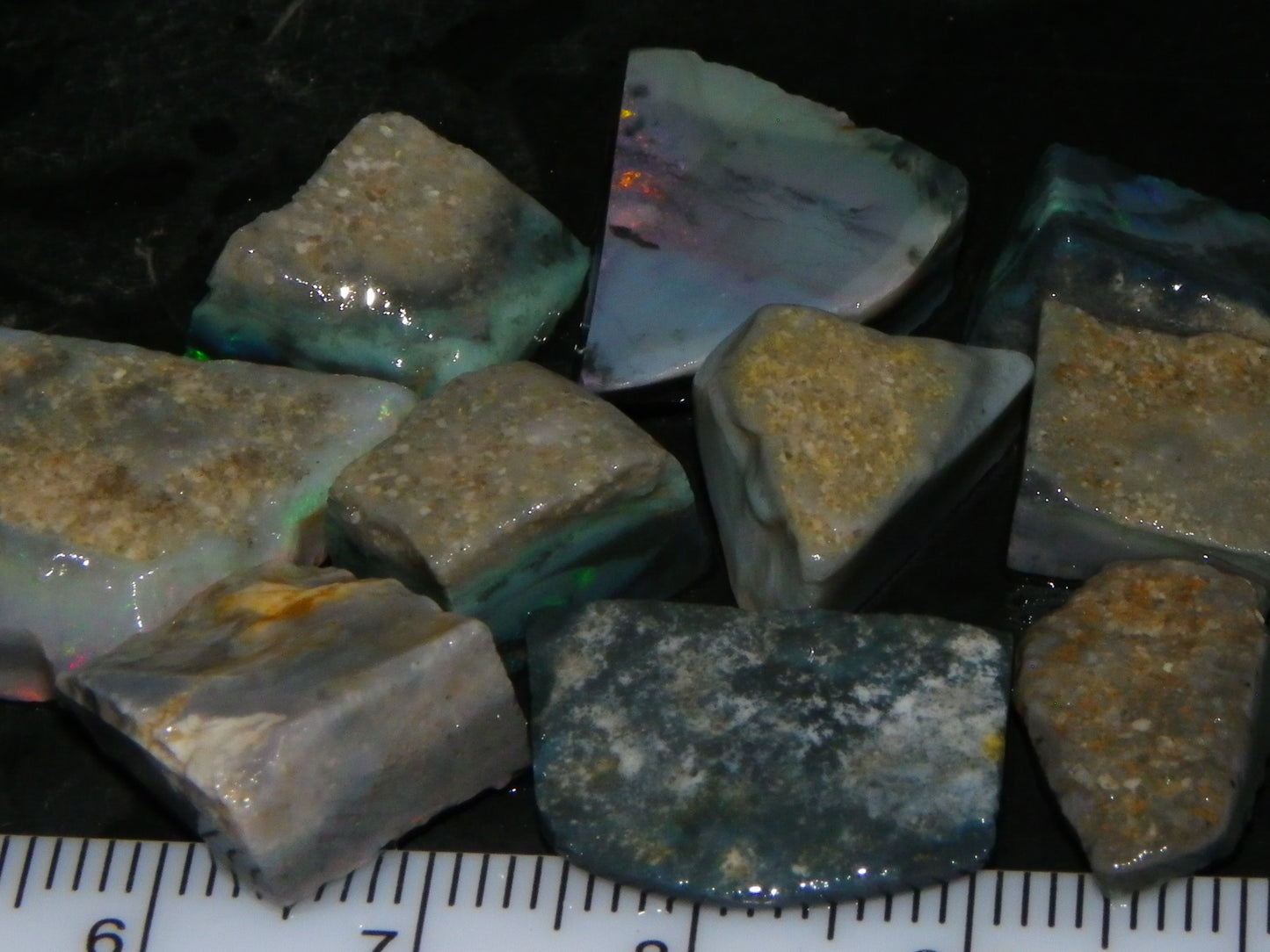 NIce Rubbed/Rough Black Mintabie Opal Parcel 66cts Some Nicer Fires/Specimens