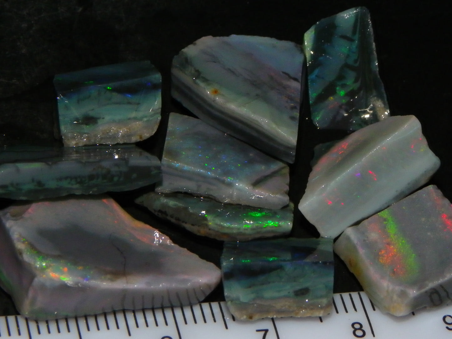 NIce Rubbed/Rough Black Mintabie Opal Parcel 66cts Some Nicer Fires/Specimens