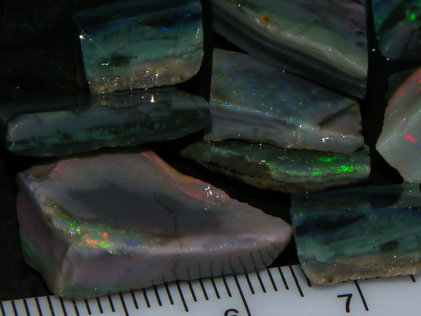 NIce Rubbed/Rough Black Mintabie Opal Parcel 66cts Some Nicer Fires/Specimens