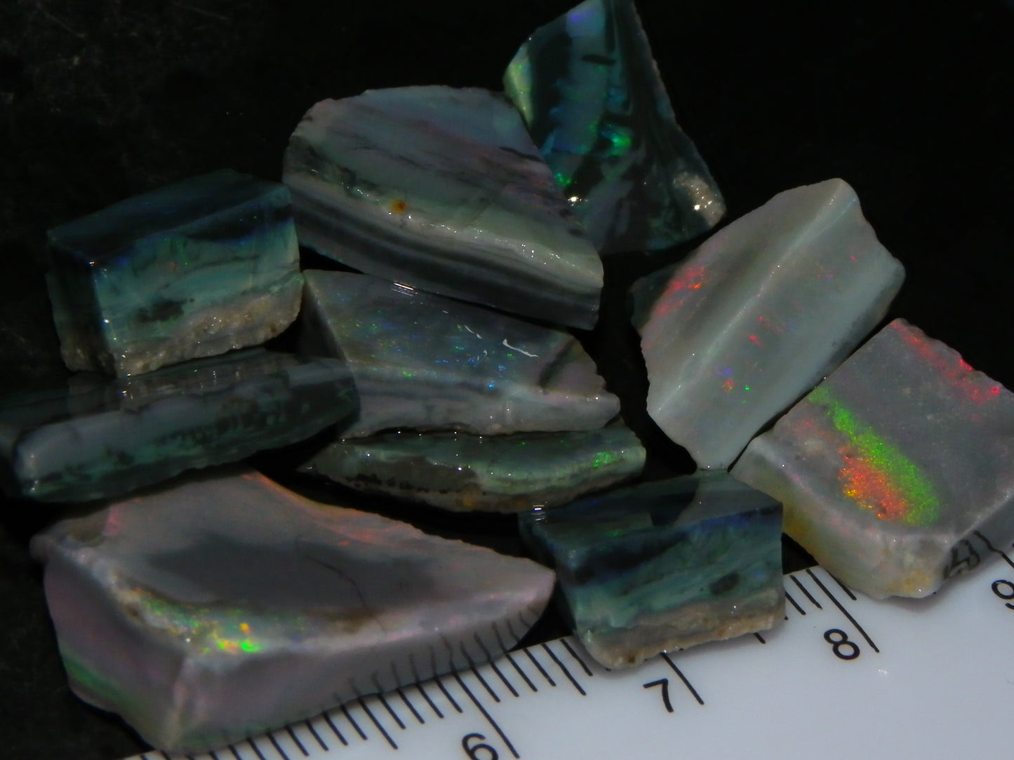 NIce Rubbed/Rough Black Mintabie Opal Parcel 66cts Some Nicer Fires/Specimens