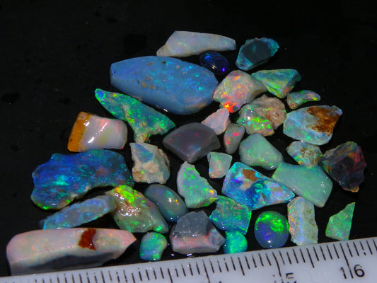 Nice Bright Lightning Ridge Opal Small Rubs/Chips/Rough Parcel 23.6cts Fires Australia