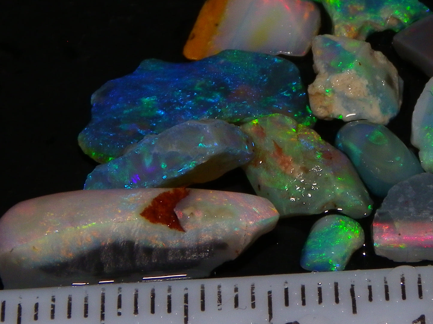 Nice Bright Lightning Ridge Opal Small Rubs/Chips/Rough Parcel 23.6cts Fires Australia