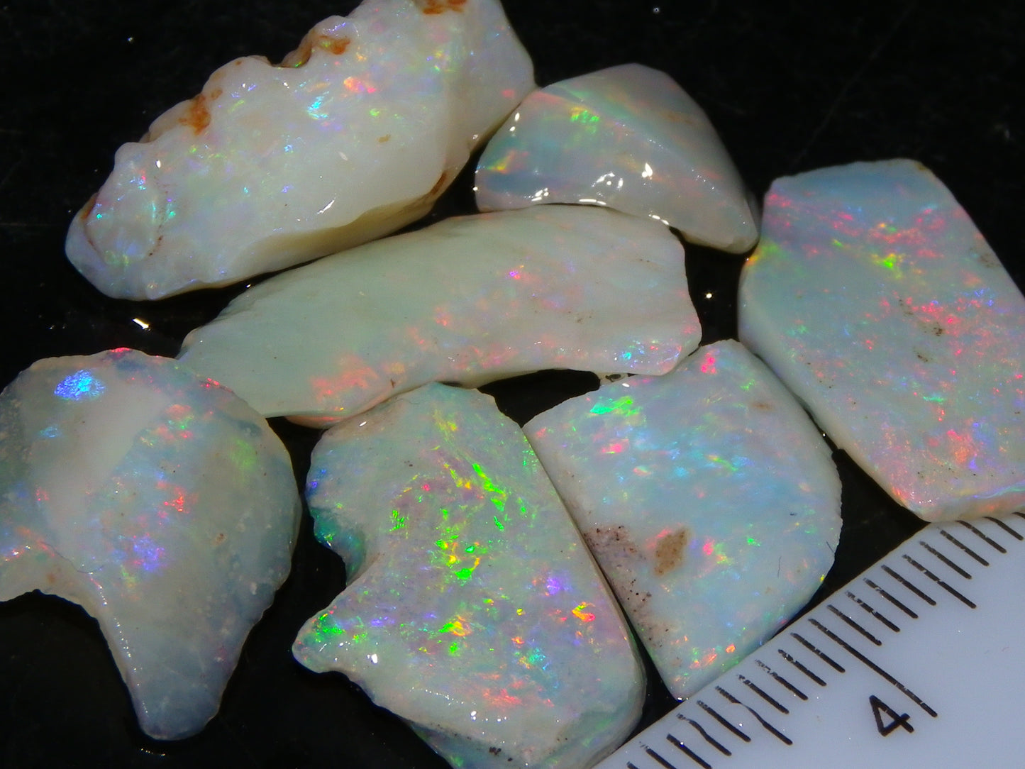 Nice Gem Skins Shell Opals 23cts Coober Pedy Australia Multiucolour Fires Specimens