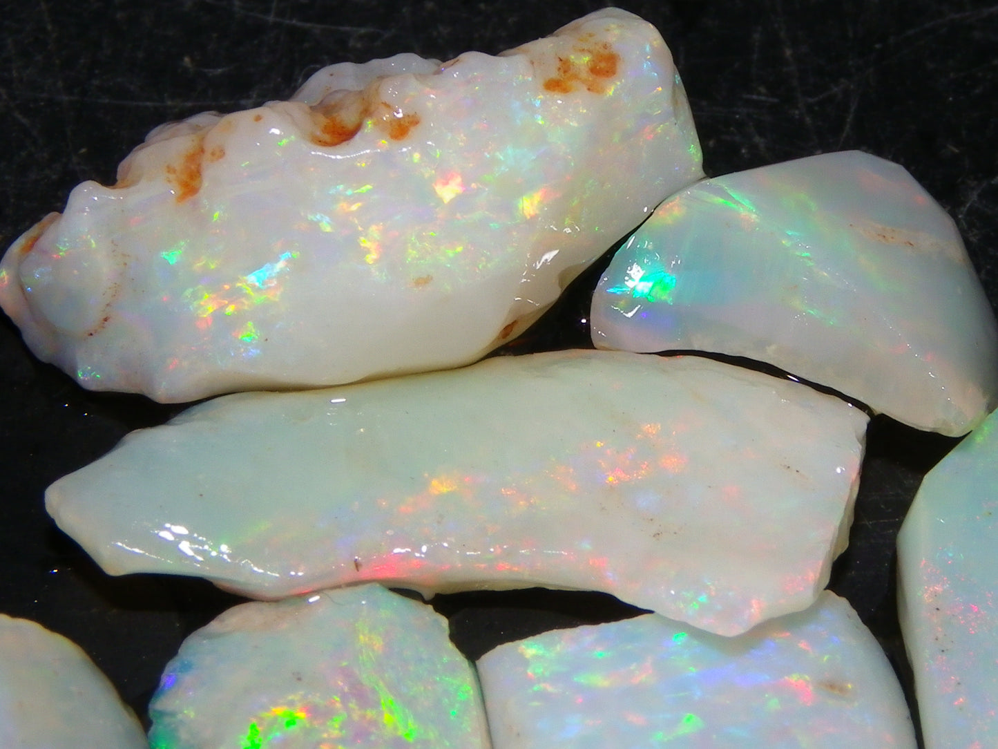 Nice Gem Skins Shell Opals 23cts Coober Pedy Australia Multiucolour Fires Specimens