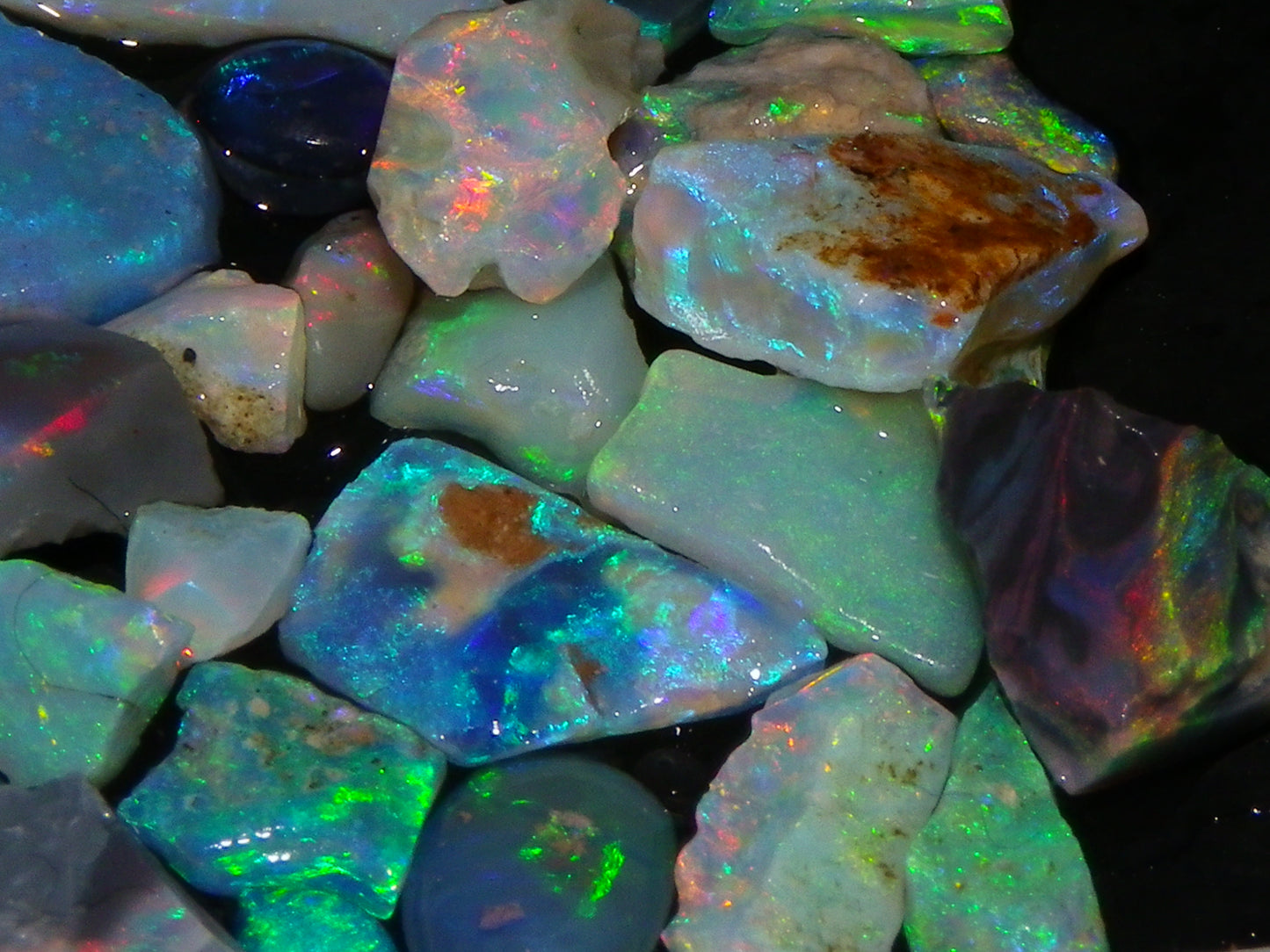 Nice Bright Lightning Ridge Opal Small Rubs/Chips/Rough Parcel 23.6cts Fires Australia