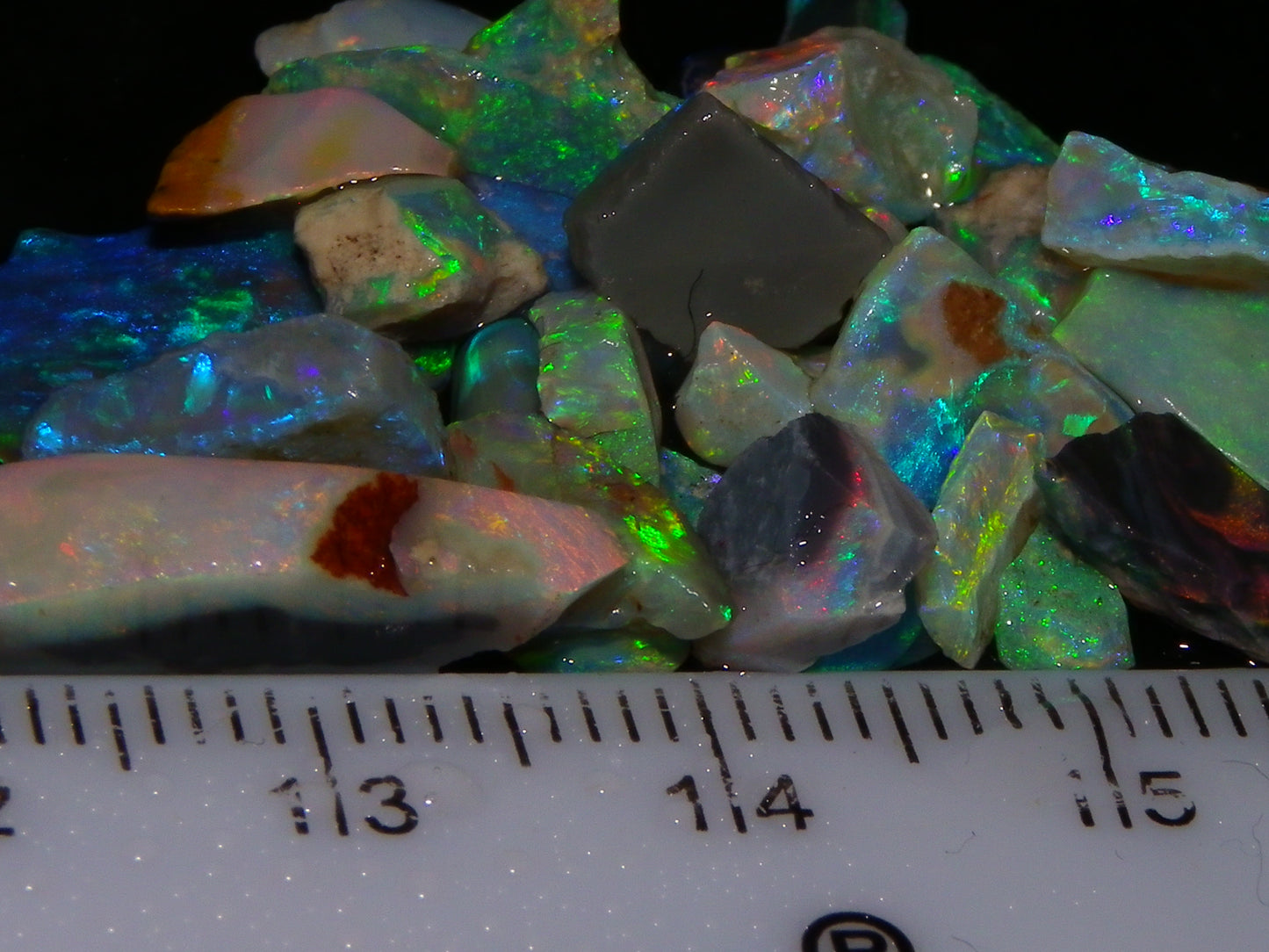 Nice Bright Lightning Ridge Opal Small Rubs/Chips/Rough Parcel 23.6cts Fires Australia